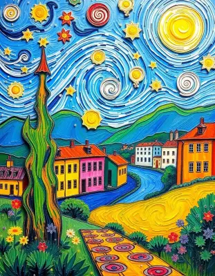Colorful artwork in Van Gogh style