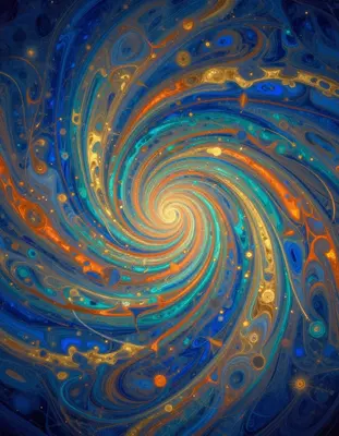 A hypnotic swirl of viridian and copper fluids merges in a dreamlike dance, as intricate networks of fractal tendrils unfurl,